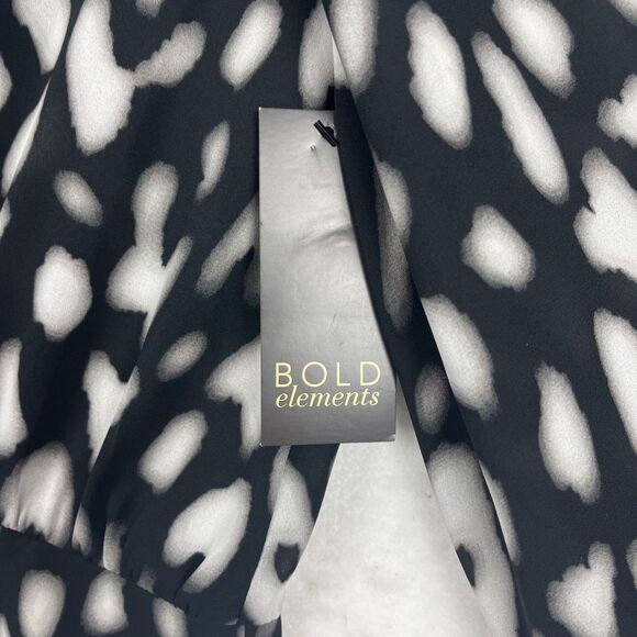 Bold Elements Wrap style Blouse Womens SZ XL Long sleeve Black White Boho Chic - Picture 11 of 16